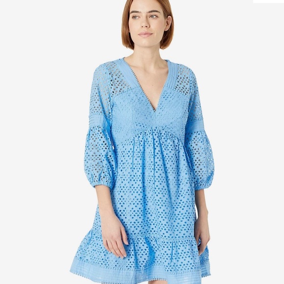 Lilly Pulitzer Lucinda Dress Zanzibar Blue Tideline Eyelet Dress - Picture 3 of 5